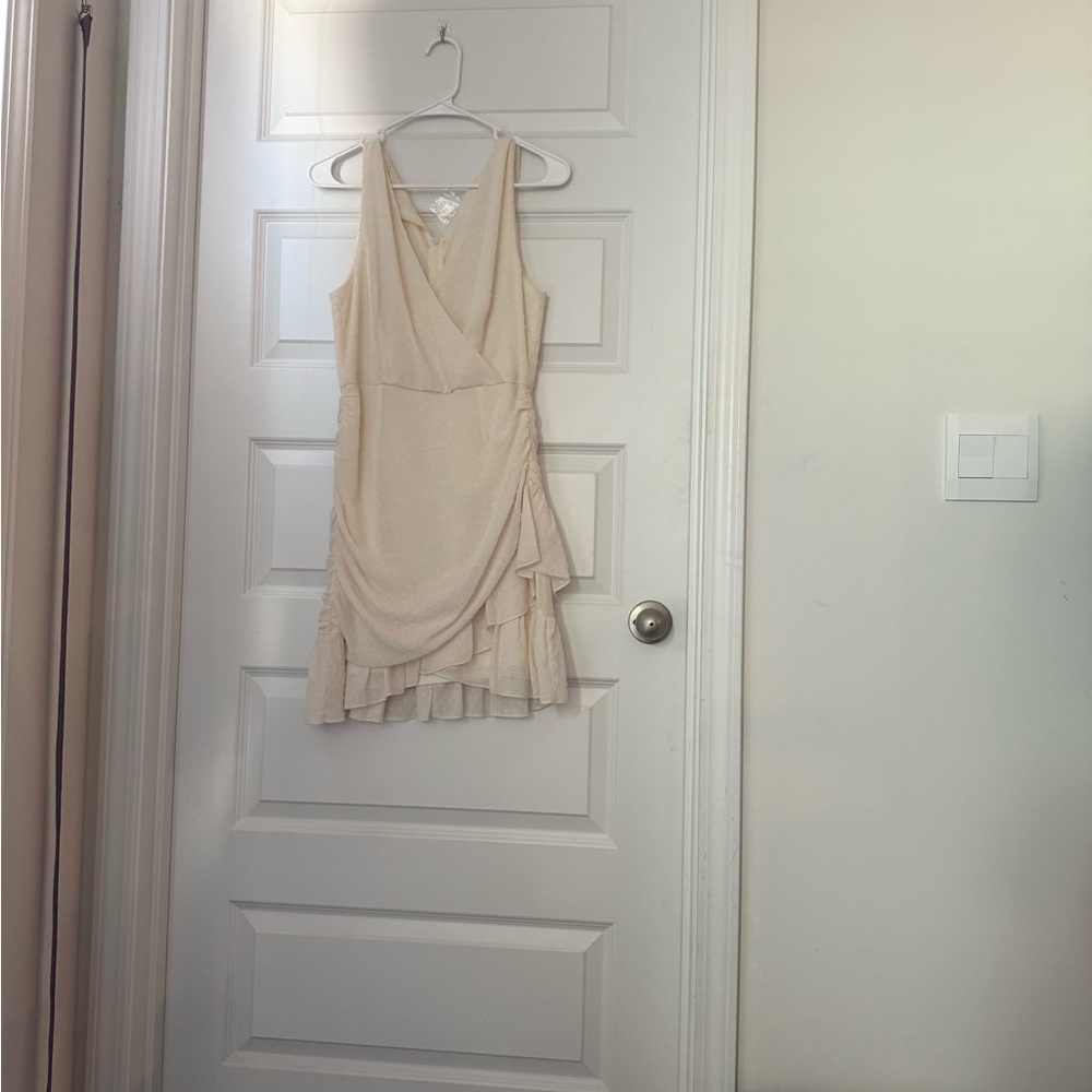 Elegant Cream Wrap Dress